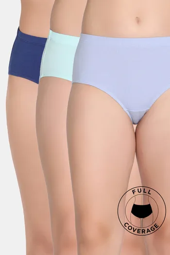 Buy Zivame Medium Rise Full Coverage Hipster Panty (Pack of 3) - Multicolor